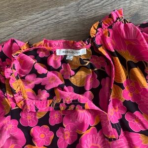 Rose & Olive Pink and Orange Floral Top
